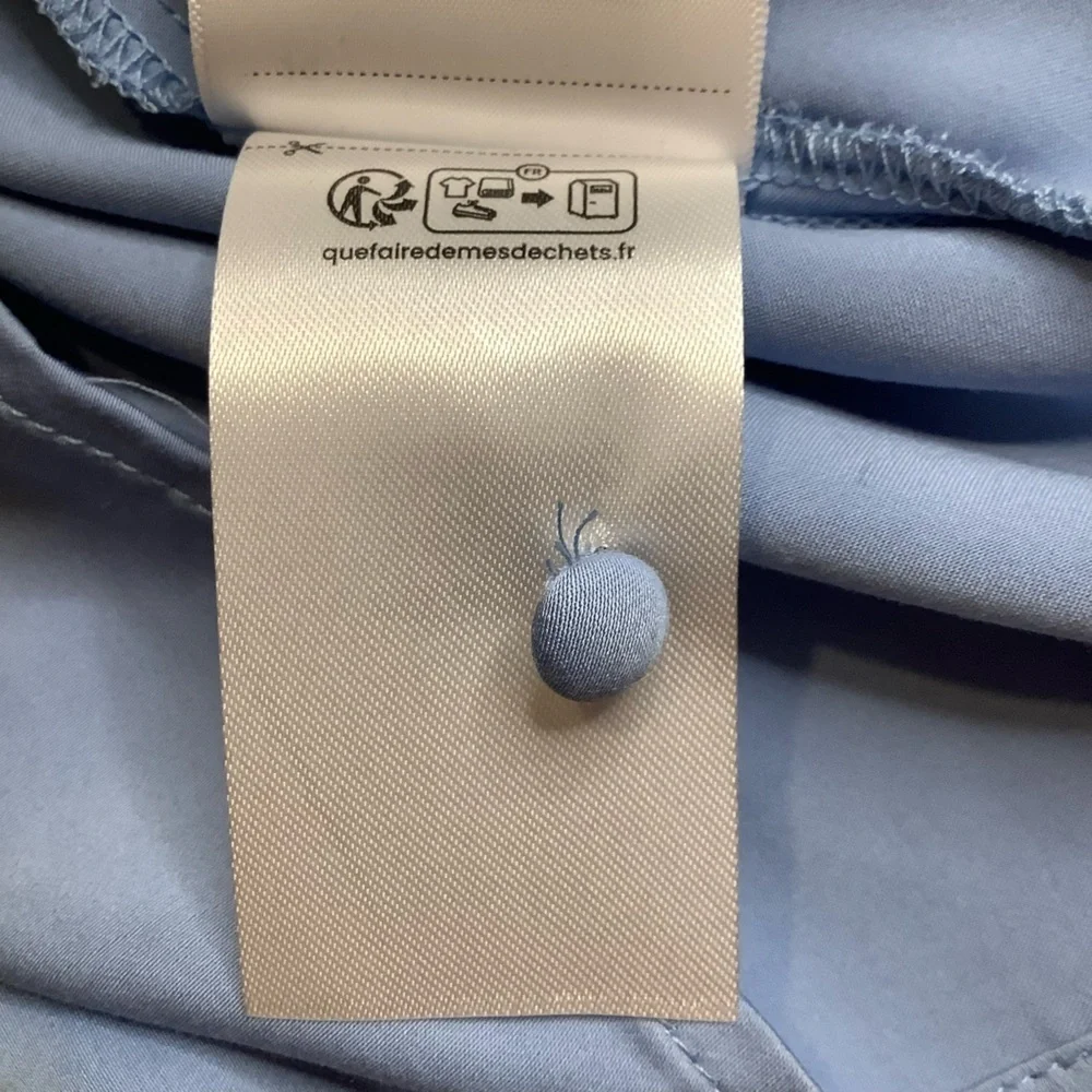 YAYA Women Bel Air Blue Gathered Blouse Size 36 - Picture 14 of 15